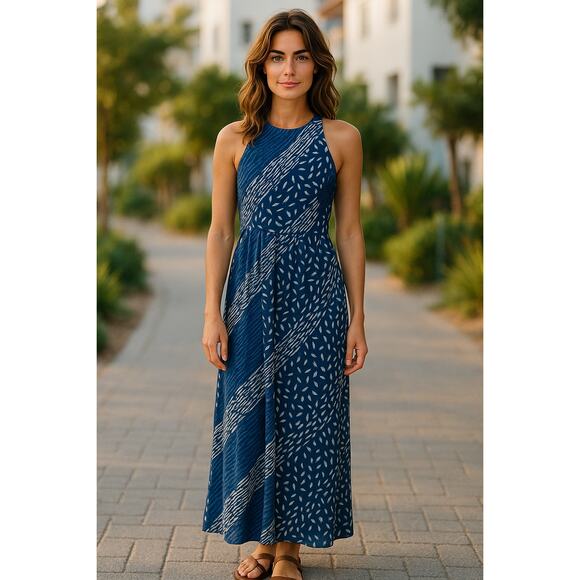Maxi Dress Womens XS/S Smocked Lightweight Party Event Beachy Coastal Nautical - Picture 16 of 16
